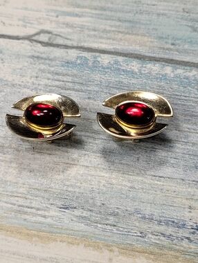 Anson Gold-Tone Cufflinks with red cabochon